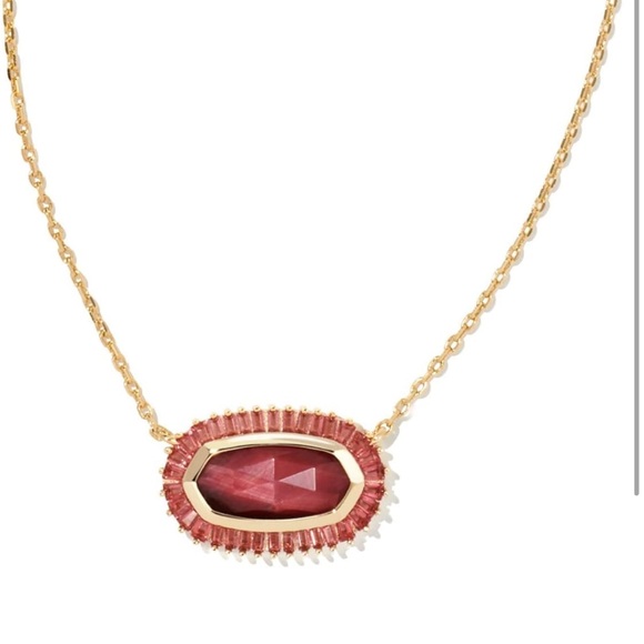 NWT Kendra Scott Baguette Elisa Pendant in Gold Red Mix - Picture 2 of 9